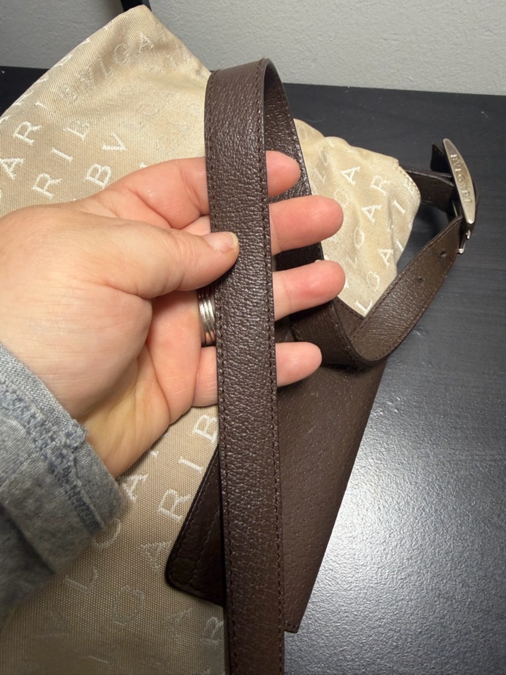 Bulgari Beige and Brown Logo Shoulder Bag with sealed COA - Picture 8 of 10